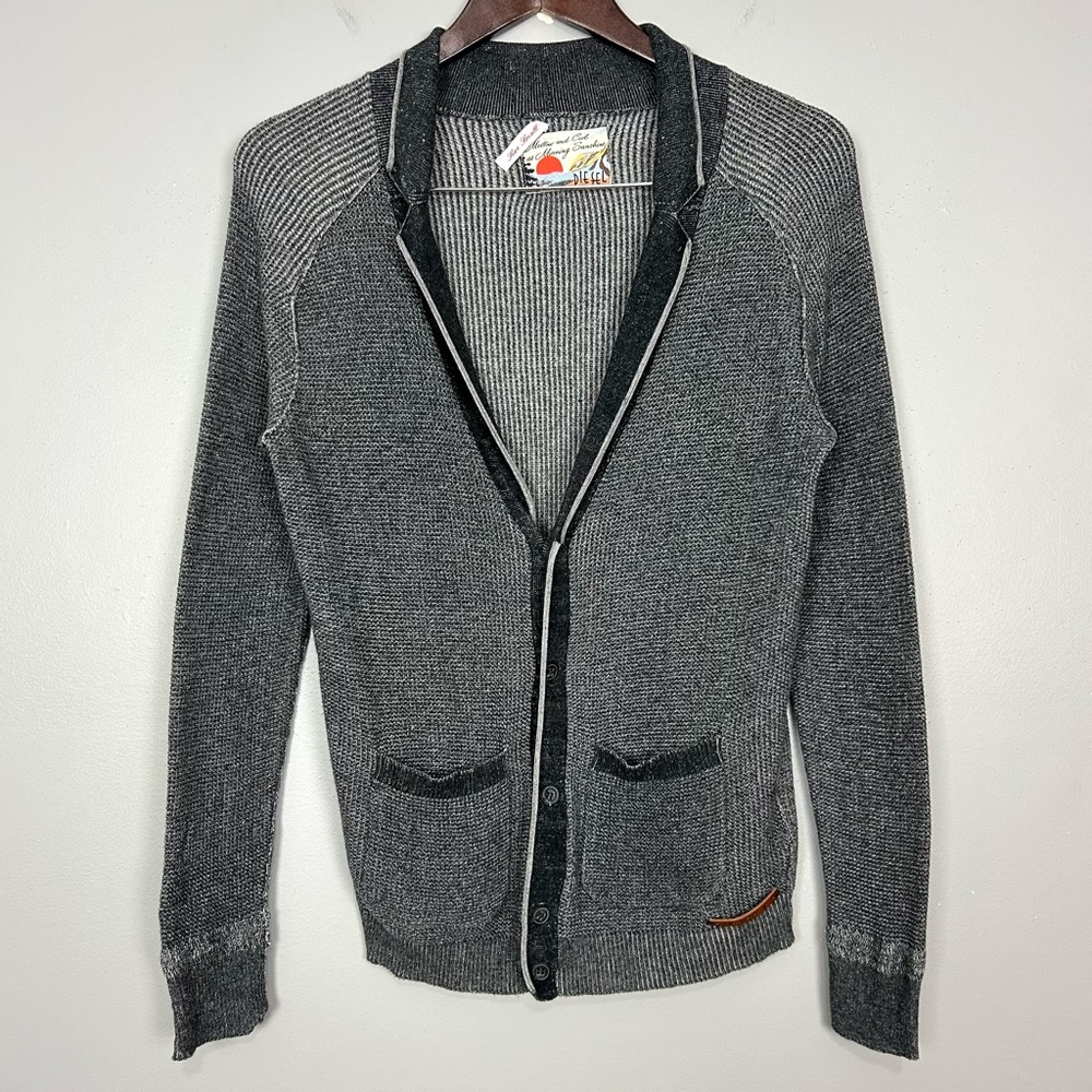 Diesel Cotton Knit Cardigan Sweater Women’s Size S Button Front Pockets Academia